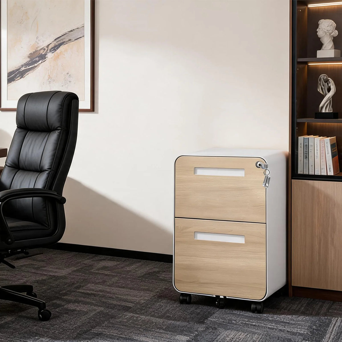 Locking 2-Drawer Metal Rolling Under Desk File Cabinet