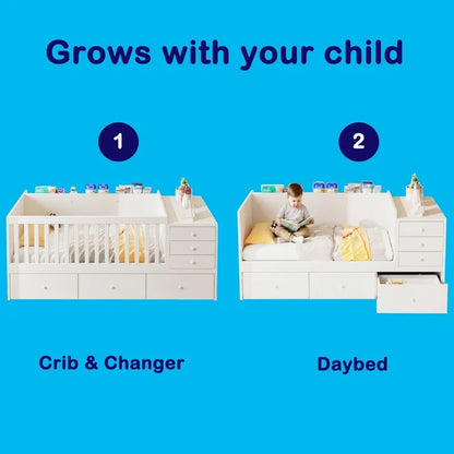 Convertible Crib to Daybed with Drawers & Changing Table