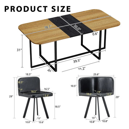 9-Piece Space-Saving Two-Tone Wood Grain Dining Table Set