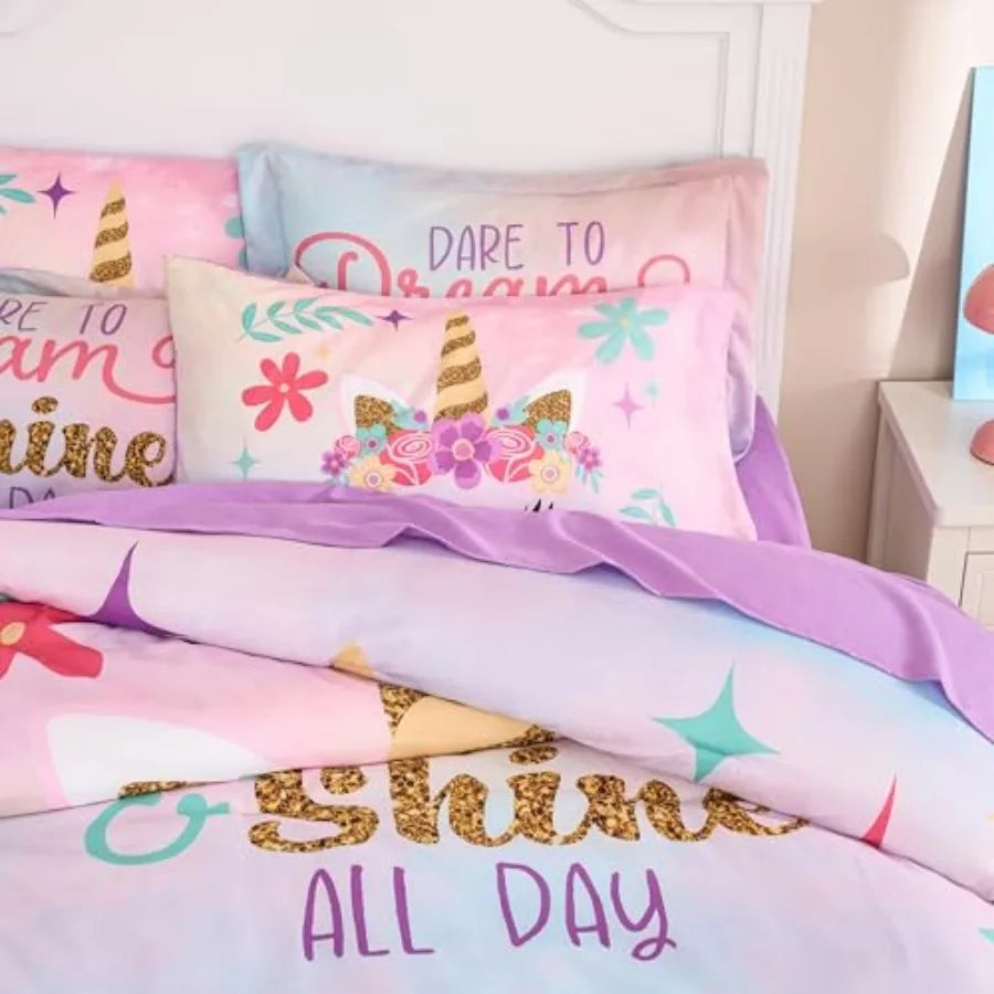 5 Pcs Girls Super Soft Microfiber Bed in a Bag with Comforter