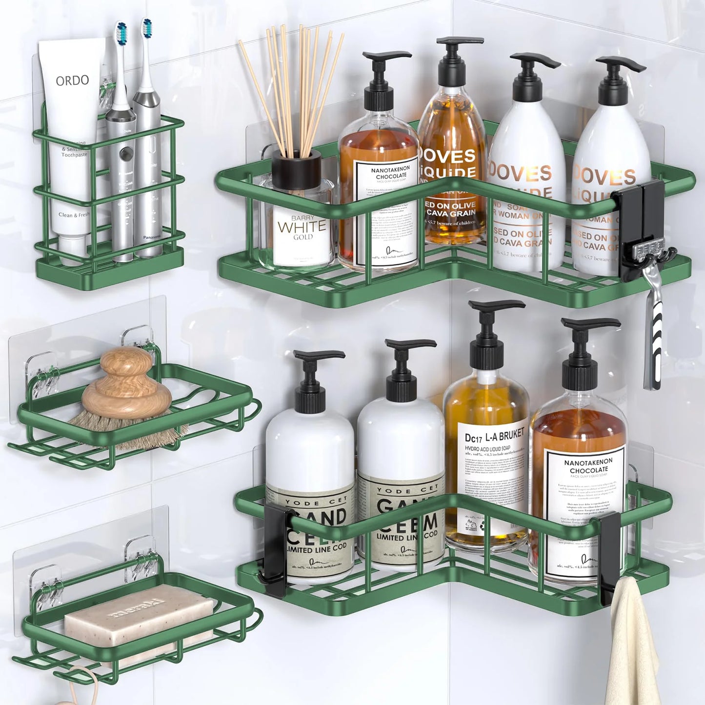 5-Pack Rustproof Shower Organizer Corner with Soap Holder
