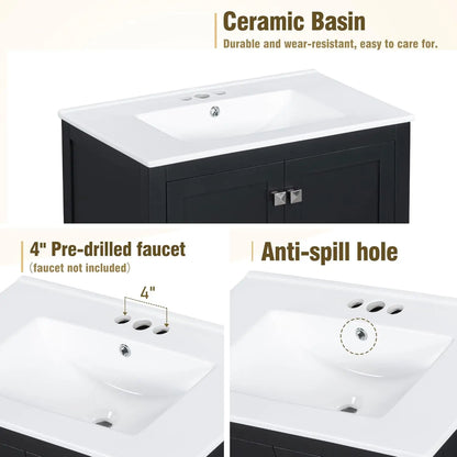 60" Solid Wood Double Sink Bathroom Vanity with Sink Top