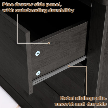 59" Wide Chest of Drawers with 6 Wood Drawers for Storage