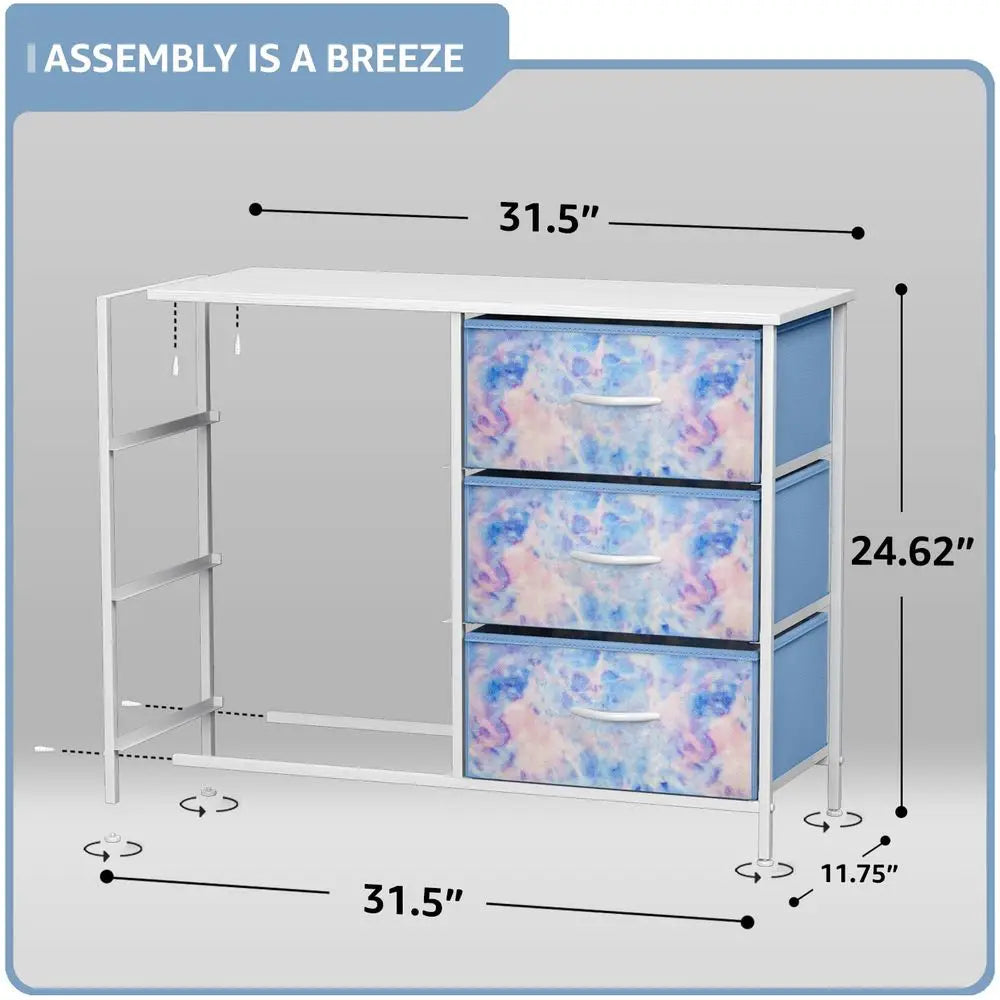 Kids Dresser with 6 Drawers, Steel Frame, Wood Top