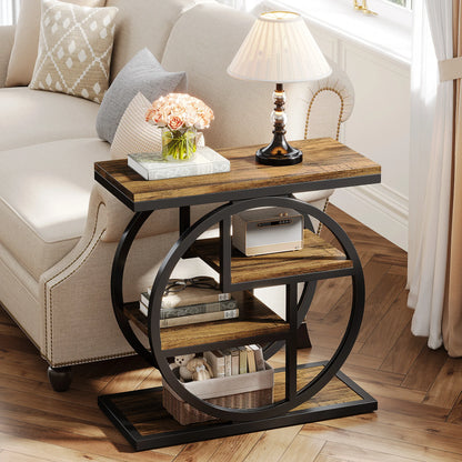 4-Tier Narrow Side End Table with Storage Shelves