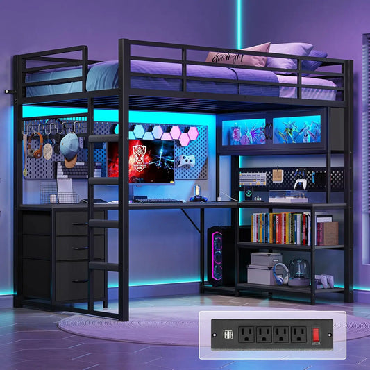  #GamingSetup #LoftBed #RGBLights #KidsBedroom #GamingDesk